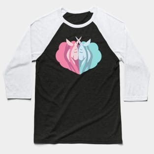 Couple heart shape cute vanil valentine unicorns Baseball T-Shirt